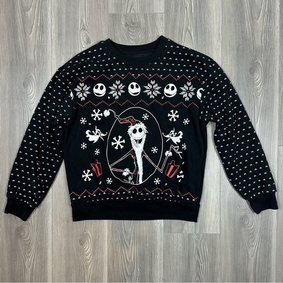 Disney Nightmare Before Christmas Light-Up Ugly Sweater Crewneck No Battery Pack - Picture 1 of 6